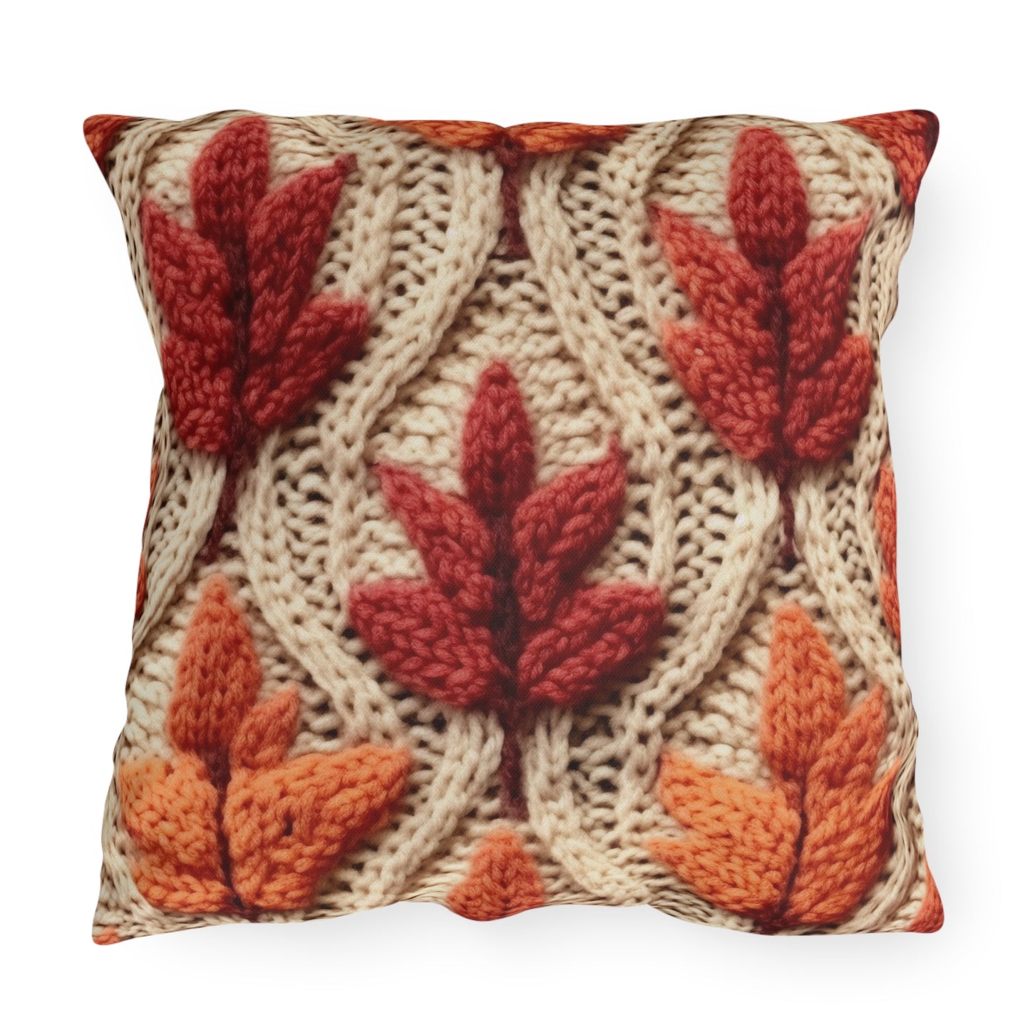 Crochet Fall Leaves: Harvest Rustic Design - Golden Browns -Woodland Maple Magic - Outdoor Pillows