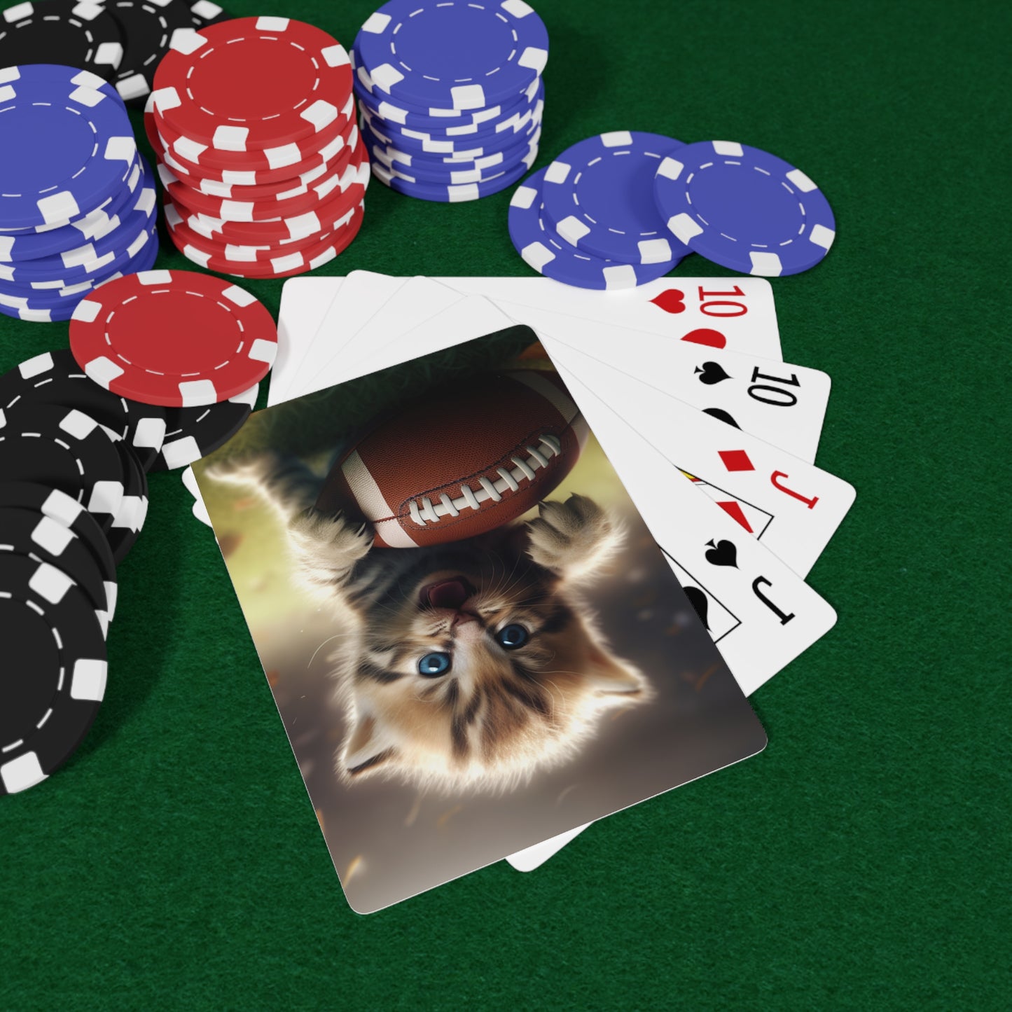 Football Kitten Touchdown: Tabby's Winning Play Sport Game - Poker Cards