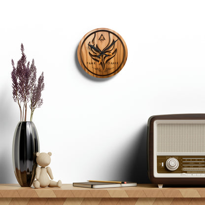 Fancy Wood Oak Engraved Style, Acrylic Wall Clock