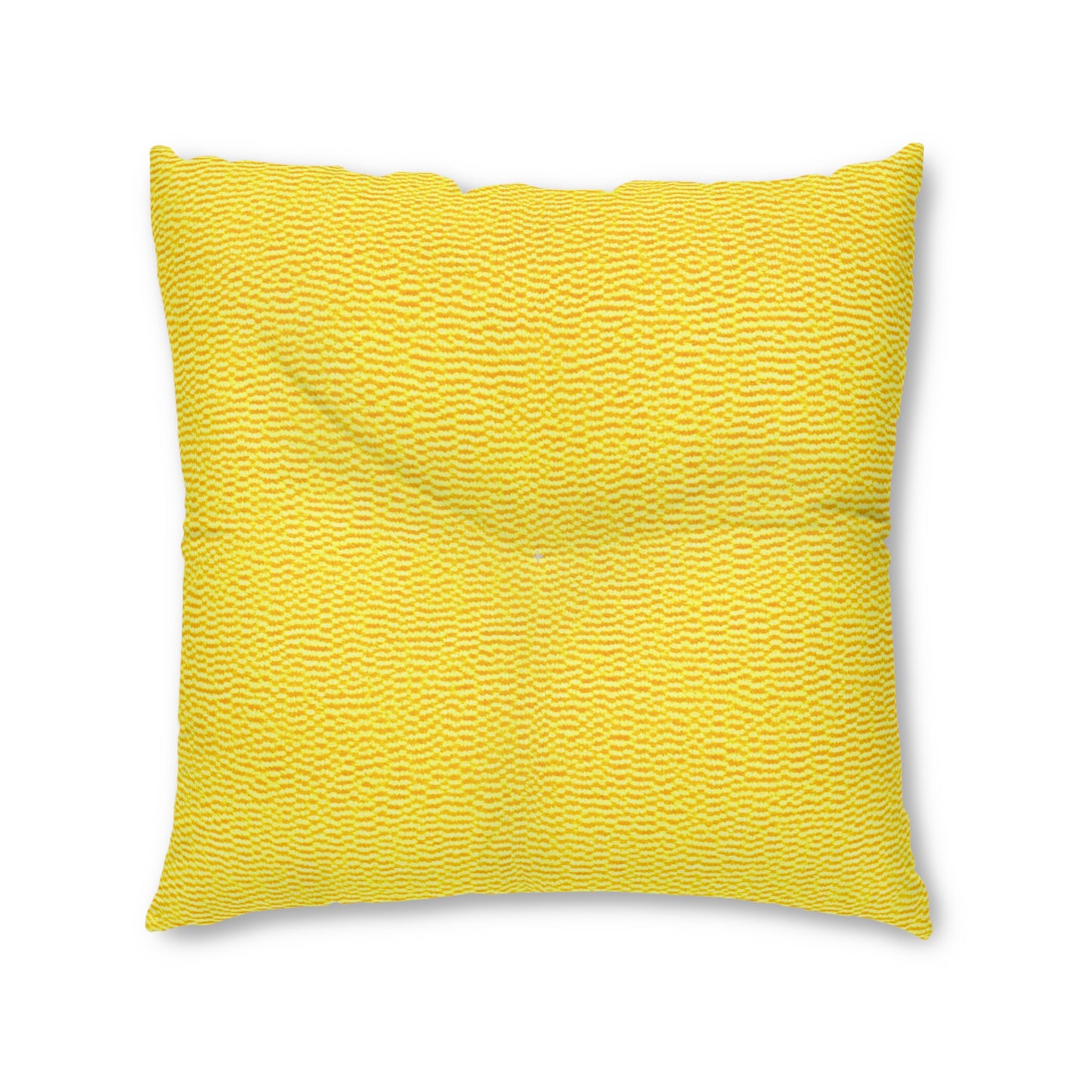 Sunshine Yellow Lemon: tela alegre, inspirada en la mezclilla - Almohada de piso capitoné, cuadrada 