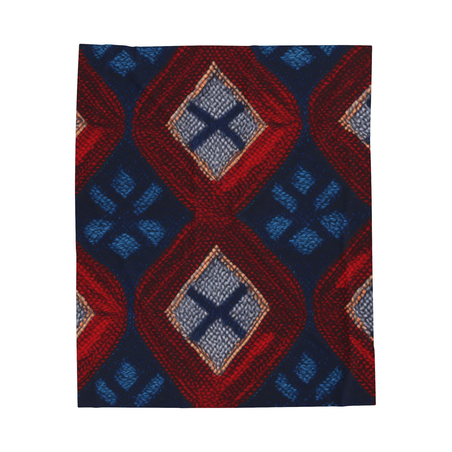 Moquette Majesty: Red & Blue Woolen Wonders - Velveteen Plush Blanket