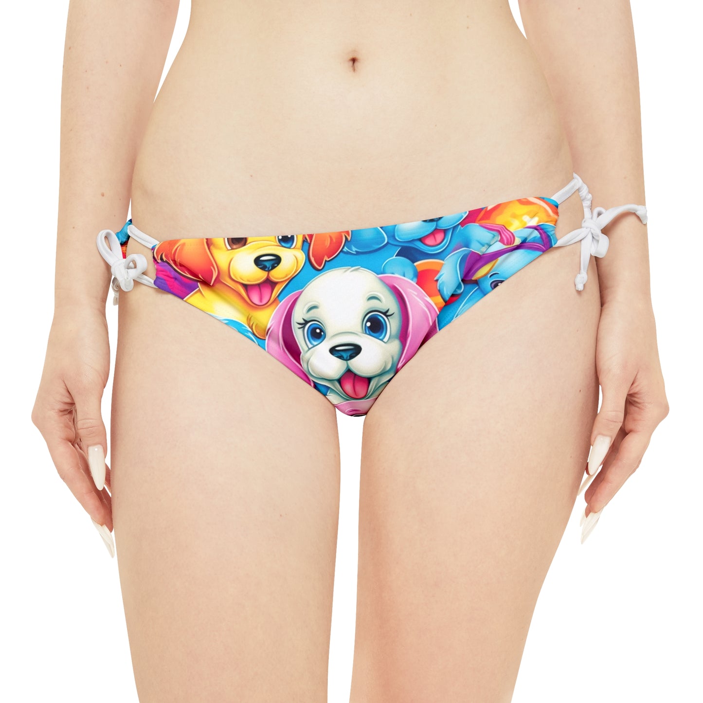 Happy Puppy & Dog Design - Vivid and Eye-Catching - Strappy Bikini Set (AOP)