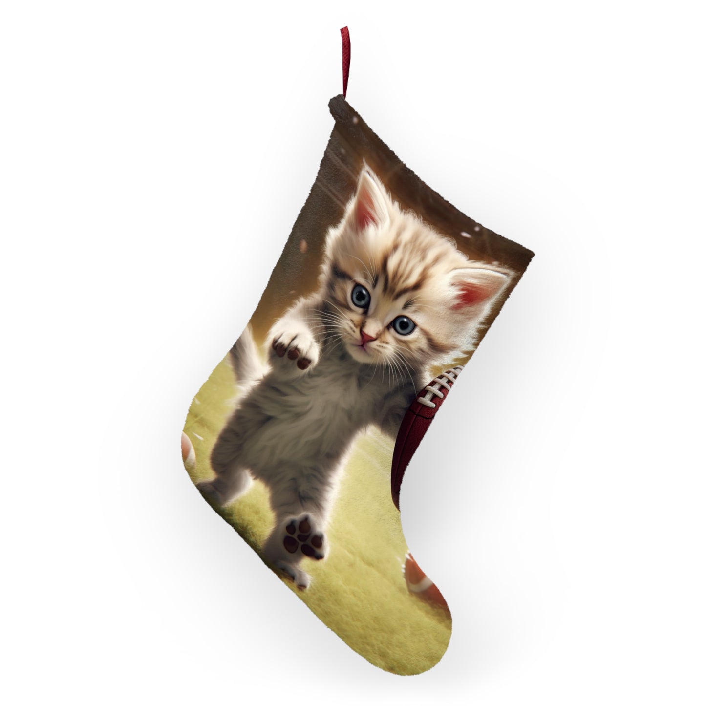 Football Kitty Fantasy: Gato Felino American Sport Quarterback - Medias de Navidad