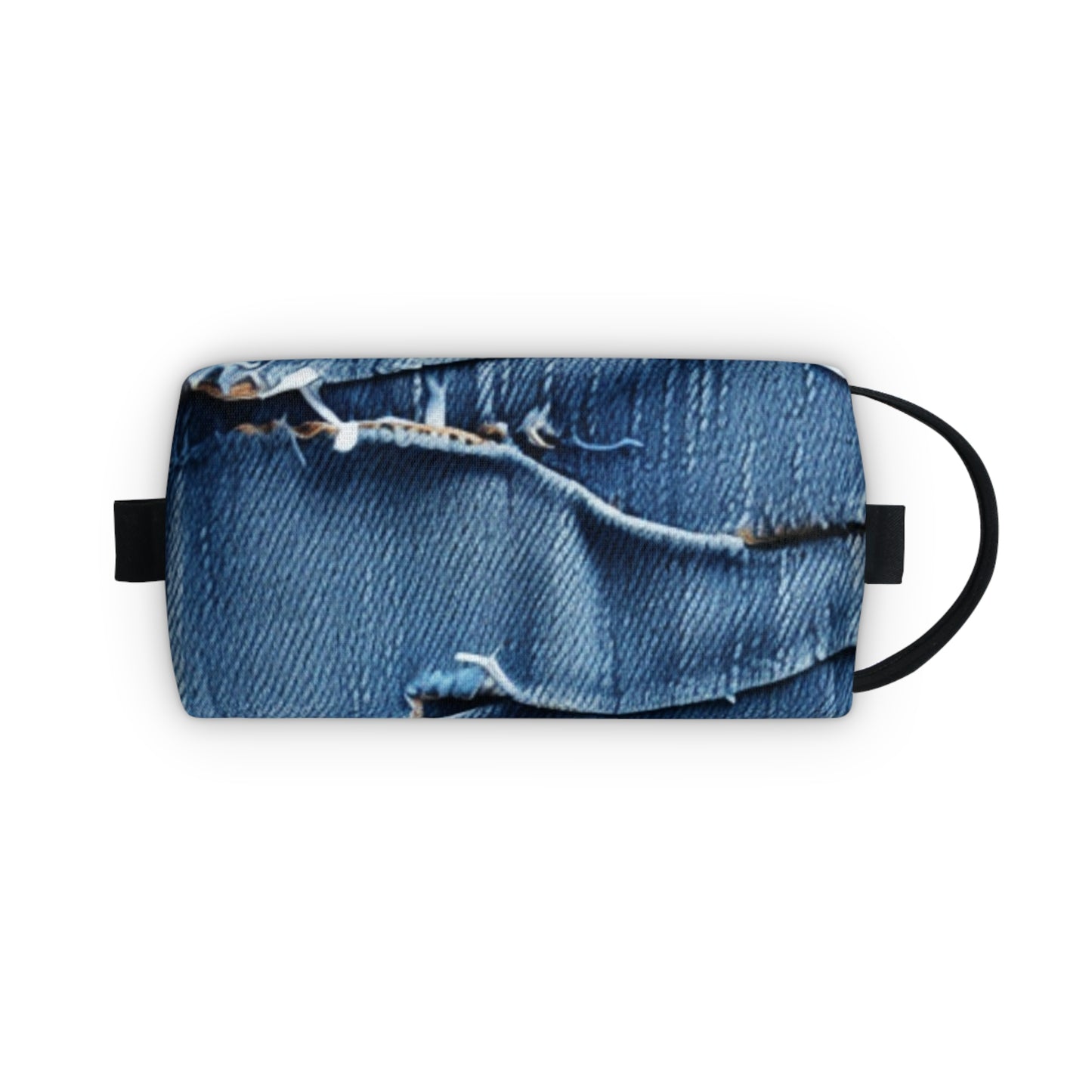 Midnight Blue Distressed Denim: Rugged, Torn & Stylish Design - Toiletry Bag