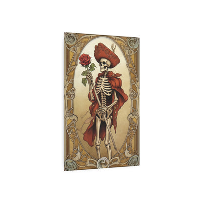 Death Card Tarot - Skeleton, Rose, and Transformation Journey - Metal Art Sign