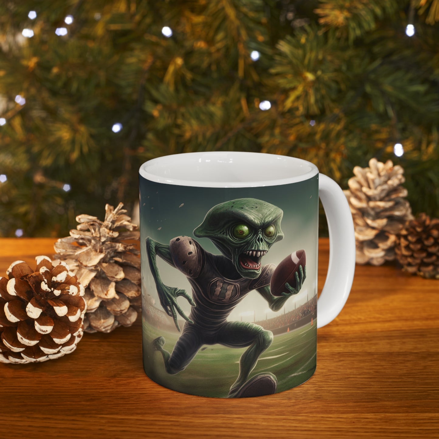 Alien Football Space Sport Game Stadium Athlete Galaxy Player - Ceramic Mug 11oz