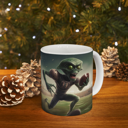 Alien Football Space Sport Game Stadium Athlete Galaxy Player - Ceramic Mug 11oz