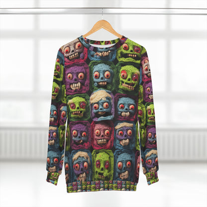 Zombie Crochet Halloween Spooky Holiday Festive Horror Living Dead - Unisex Sweatshirt (AOP)