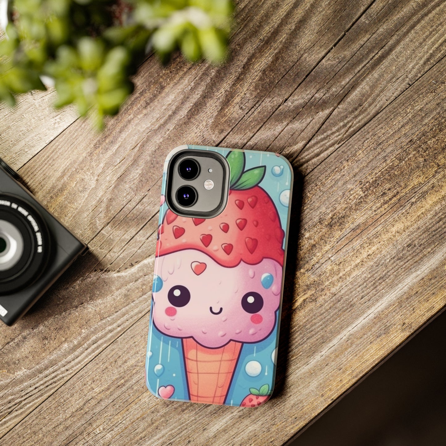 Kawaii Strawberry Sundae Cone - Traditional Japanese Anime Dessert Delight - Sweet Berry Otaku Gift - Tough Phone Cases