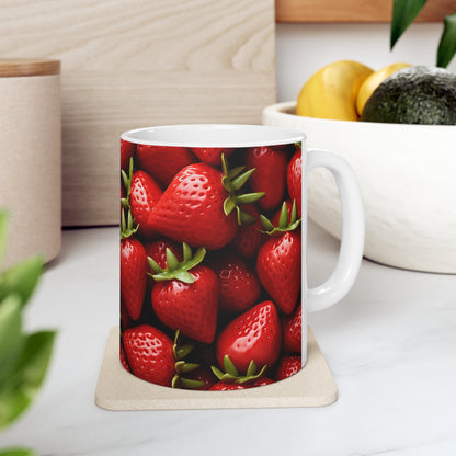 Selecciones de parches de fresa: decoración del hogar y regalos para el mejor fanático de las bayas - Taza de cerámica de 11 oz