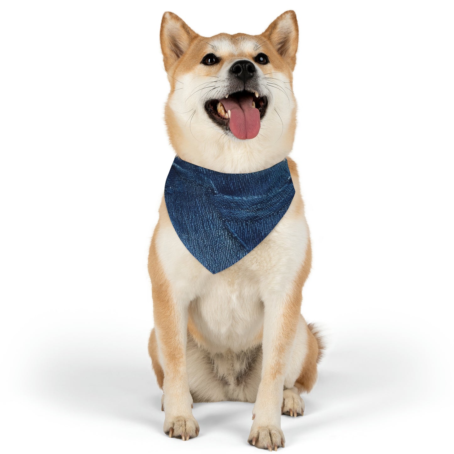 Dark Blue: Distressed Denim-Inspired Fabric Design - Pet Bandana Collar