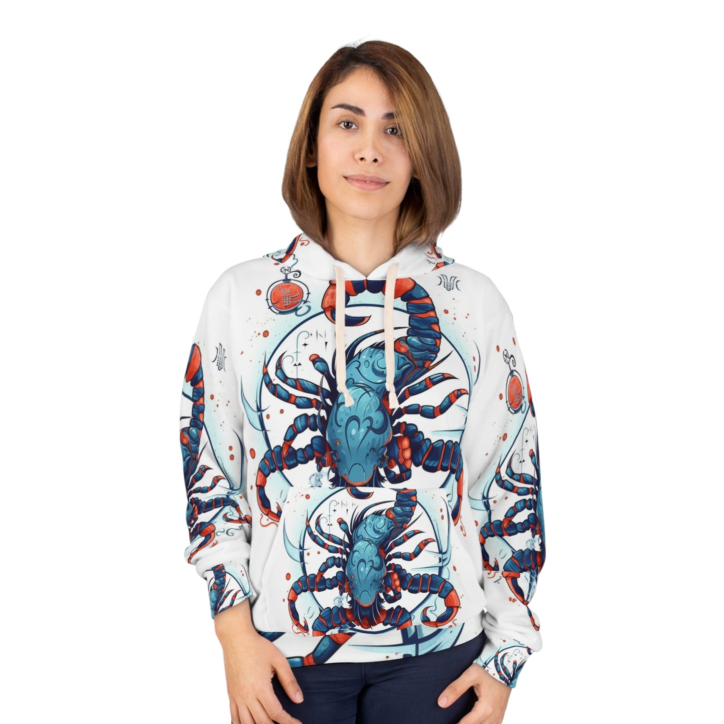 Lindo signo del zodíaco de Escorpio - Garras grandes, símbolo de astrología cósmica de cola larga - Sudadera con capucha unisex (AOP) 