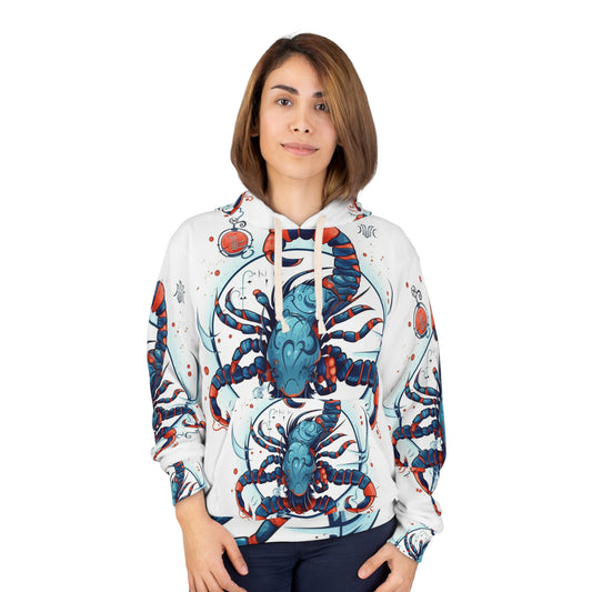 Cute Scorpio Zodiac Sign - Big Claws, Long Tail Cosmic Astrology Symbol - Unisex Pullover Hoodie (AOP)