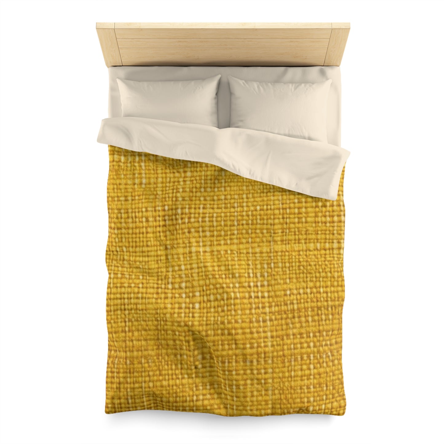 Radiant Sunny Yellow: Denim-Inspired Summer Fabric - Microfiber Duvet Cover