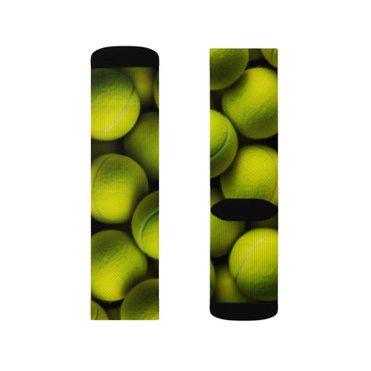 Tennis Ball Sport: Athlete Court Action, Rally & Serve - Sublimation Socks