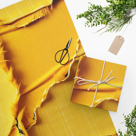 Banana Yellow Lemon: Bold Distressed, Denim-Inspired Fabric - Wrapping Paper