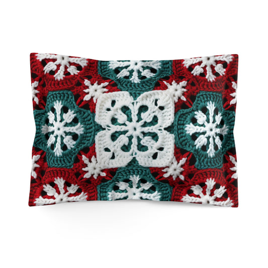 Christmas Snowflake Crochet, Festive Yuletide, Winter Wonderland Craft, Ice Crystal, Holiday Decor, Seasonal Adornments - Microfiber Pillow Sham