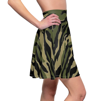 Tiger Stripe Camouflage: Military Style - Women's Skater Skirt (AOP)