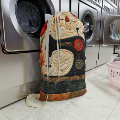 Sewing Machine Quilt: A Crafted Design Homage to Stitching - Laundry Bag