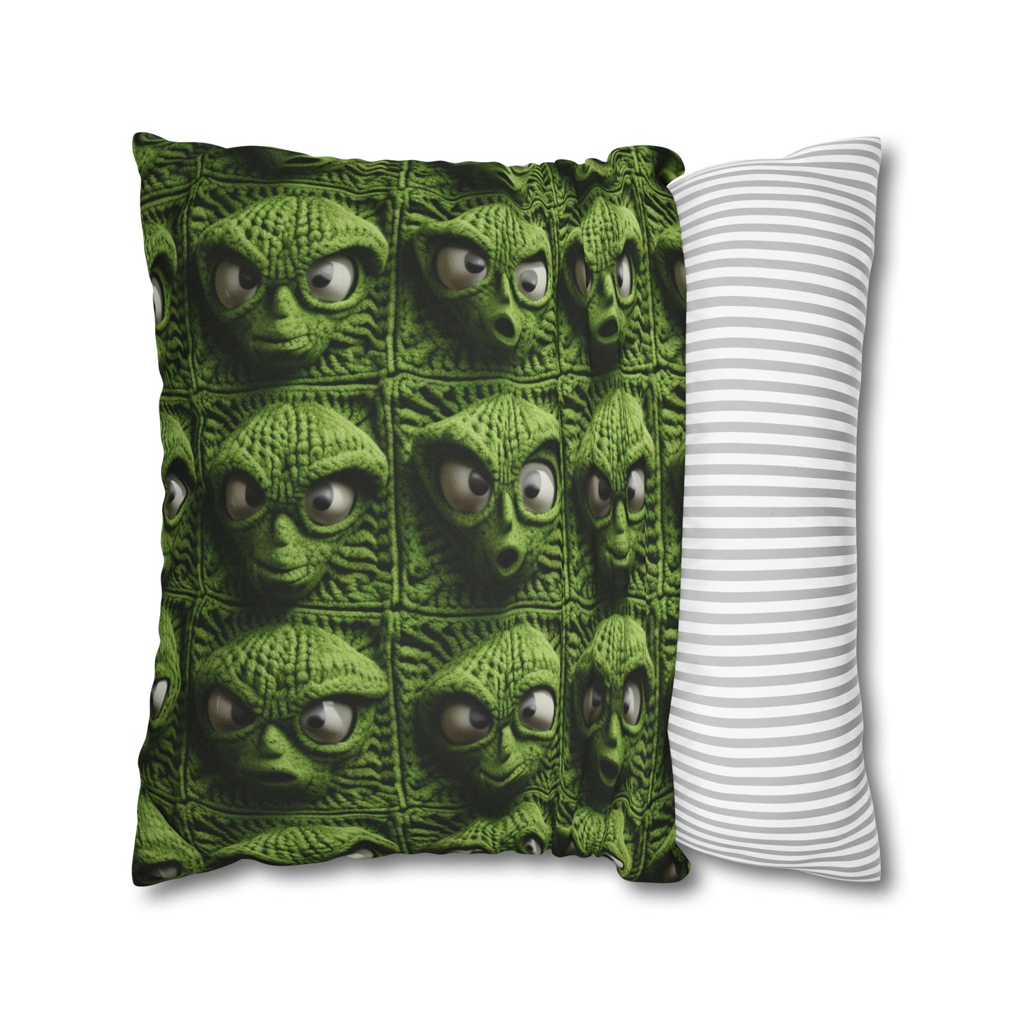 Alien Granny Square Crochet - Galacitc Space Sci fi Fantasy Theme - Spun Polyester Square Pillow Case