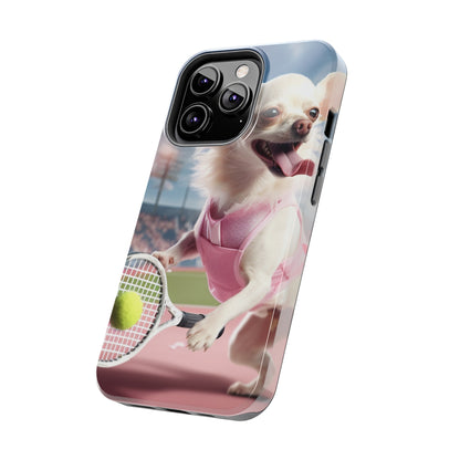 Chihuahua Tennis Ace: Dog Pink Outfit, Court Atheletic Sport Game - Tough Phone Cases