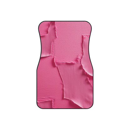 Distressed Neon Pink: Edgy, Ripped Denim-Inspired Doll Fabric - Car Mats (Set of 4)