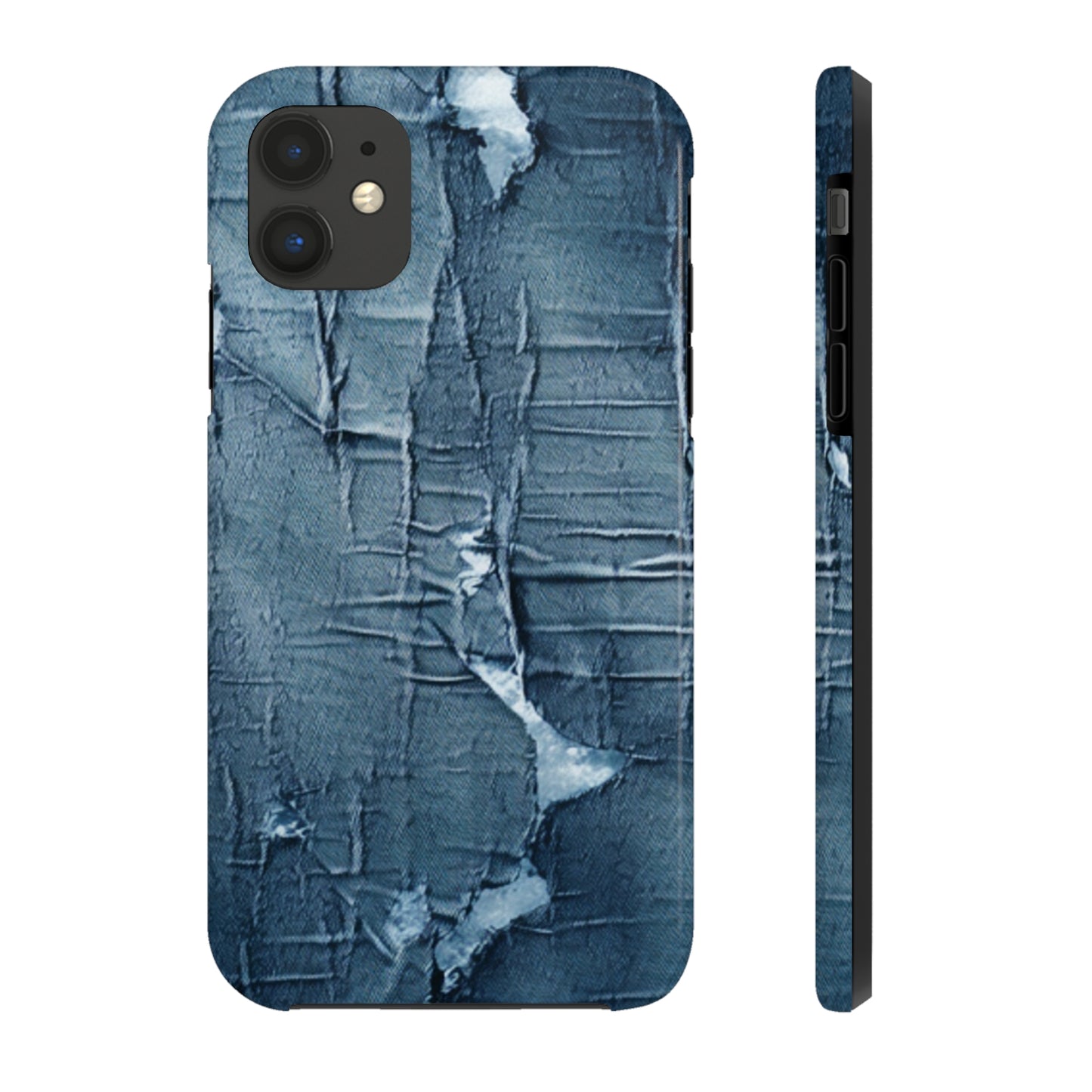 Distressed Blue Denim-Look: Edgy, Torn Fabric Design - Tough Phone Cases