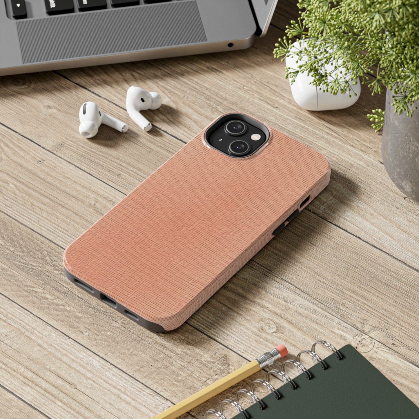 Soft Pink-Orange Peach: Denim-Inspired, Lush Fabric - Tough Phone Cases