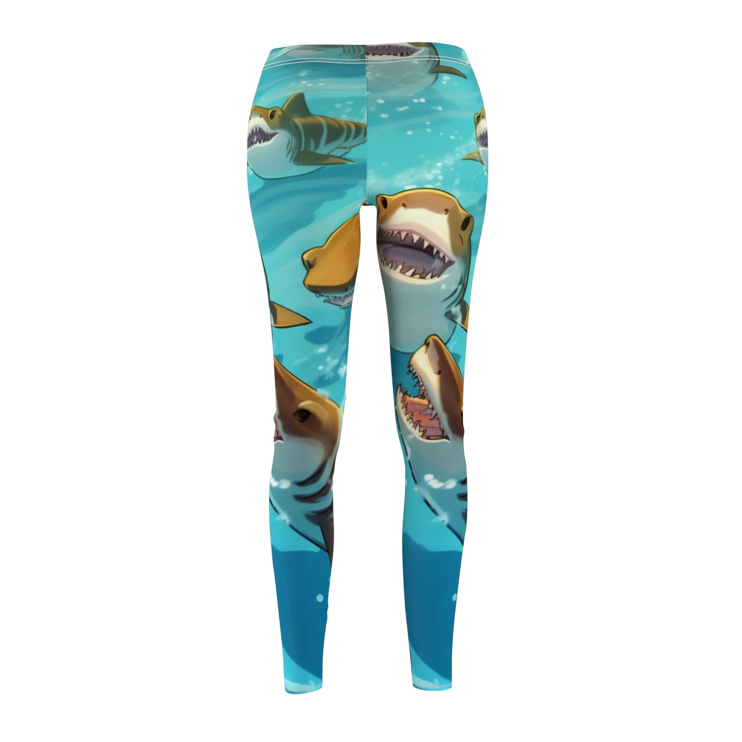 Tiger Shark: Ocean Marine Wildlife - Underwater - Women's Cut & Sew Casual Leggings (AOP)