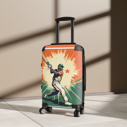 India Cricket Star: Batsman With Willow Bat, National Flag Style - Sport Game - Suitcase
