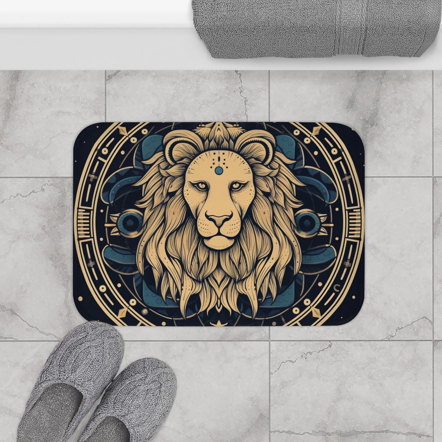 Leo Zodiac Sign - Mystic Circle Astrology Art Cosmic constellation - Bath Mat