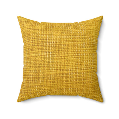 Radiant Sunny Yellow: Denim-Inspired Summer Fabric - Spun Polyester Square Pillow