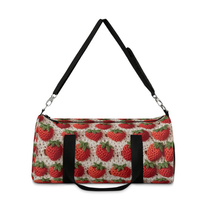 Strawberry Traditional Japanese, Crochet Craft, Fruit Design, Red Berry Pattern - Duffel Bag