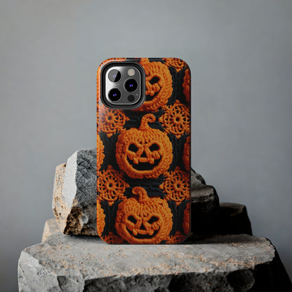 Halloween Crochet Pumpkin Scary Horror Festive Holiday Pattern - Tough Phone Cases