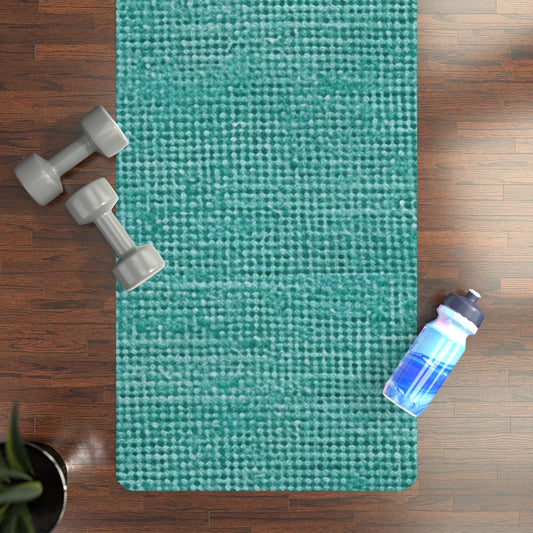 Mint Turquoise Denim Fabric Deisgn, Stylish Material - Rubber Yoga Mat