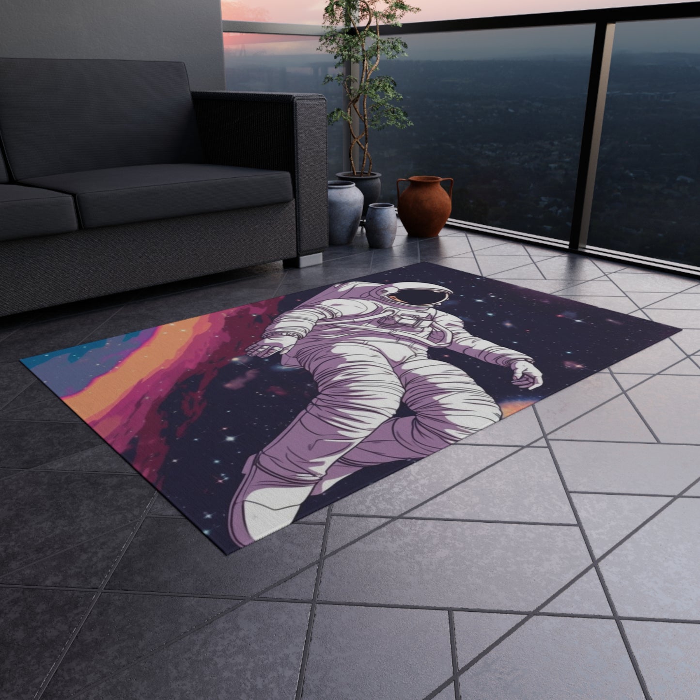 Astro Pioneer - Star-filled Galaxy Illustration - Outdoor Rug