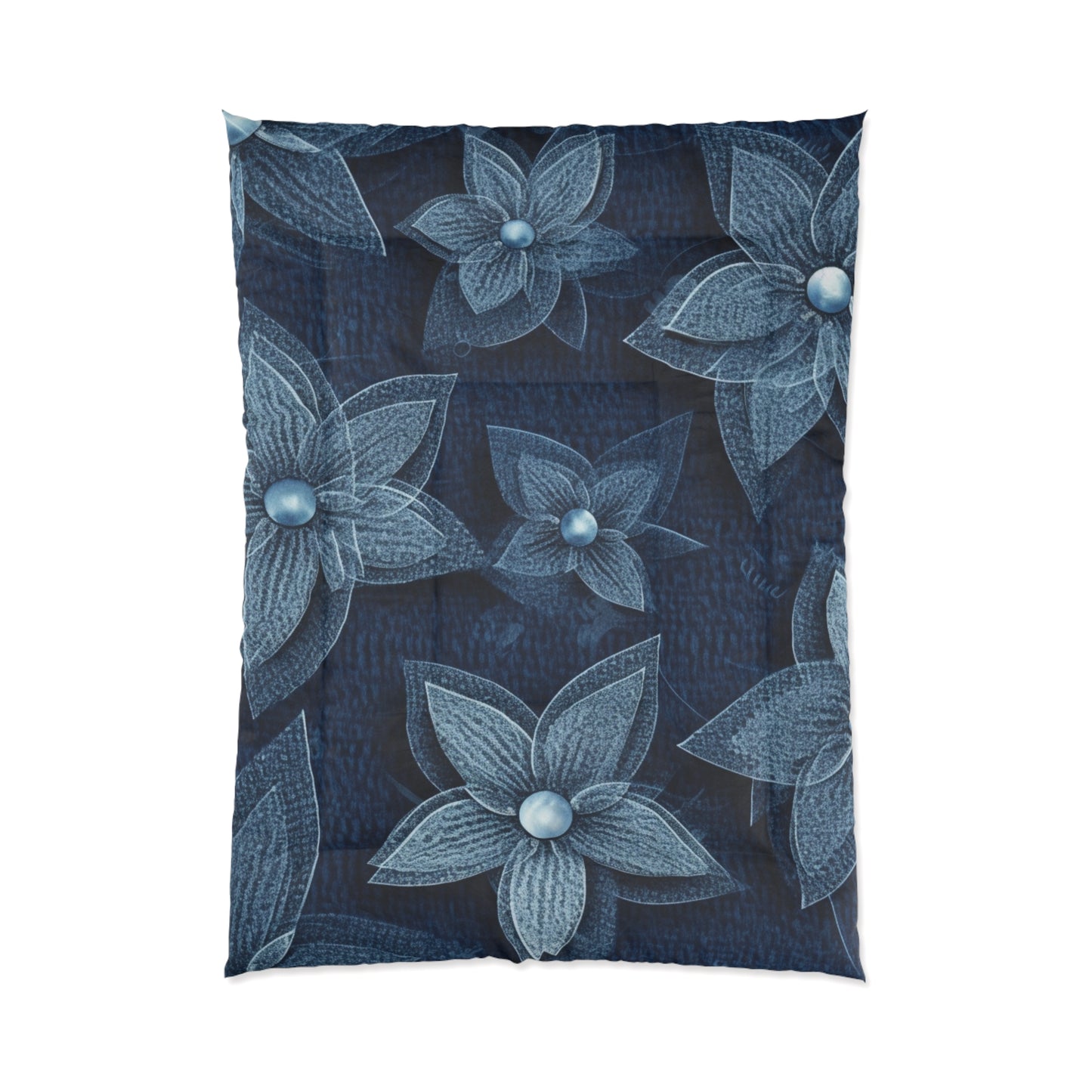 Hawaiian Flower Design - Denim-Inspired Decor Piece - Comforter