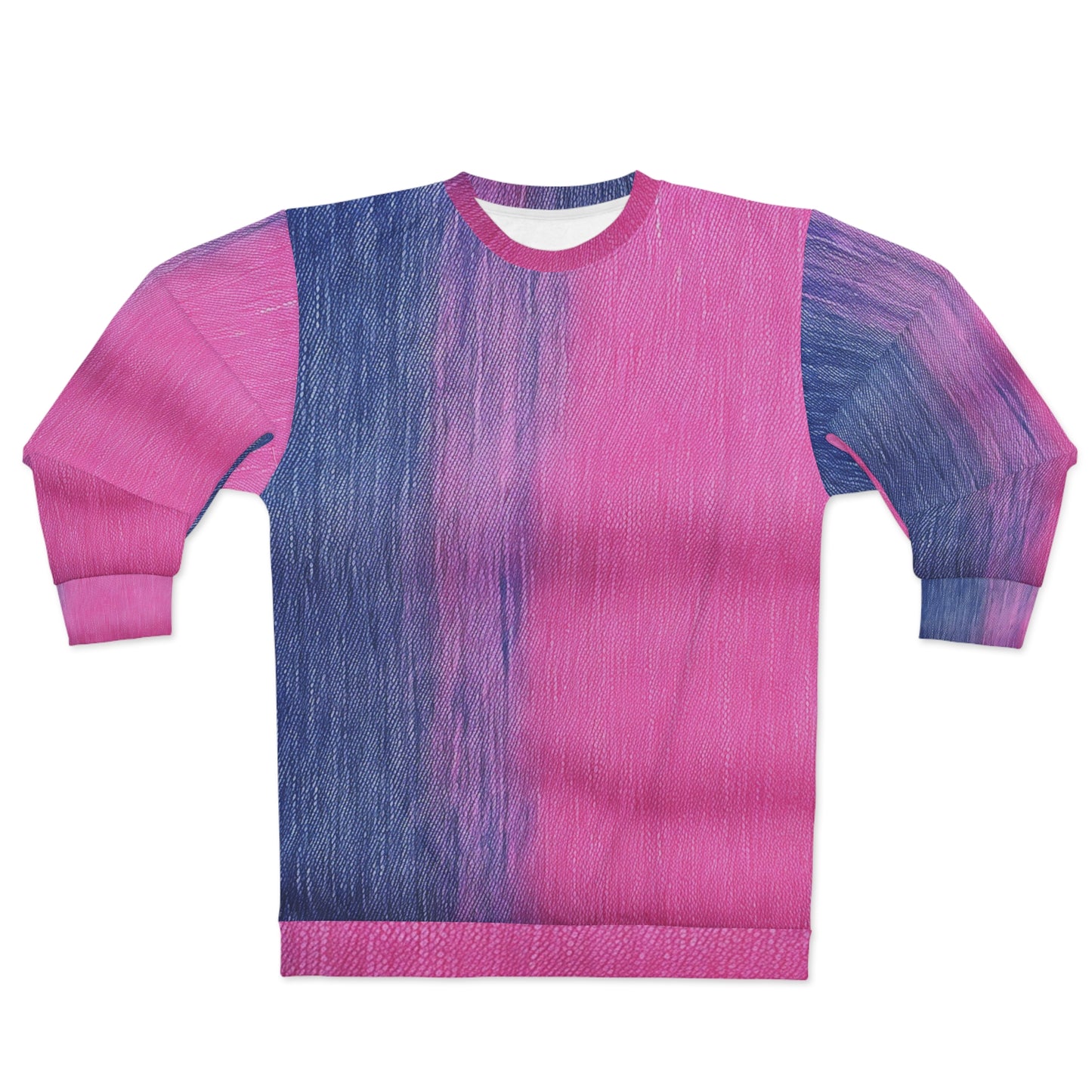 Dual Delight: Half-and-Half Pink & Blue Denim Daydream - Unisex Sweatshirt (AOP)