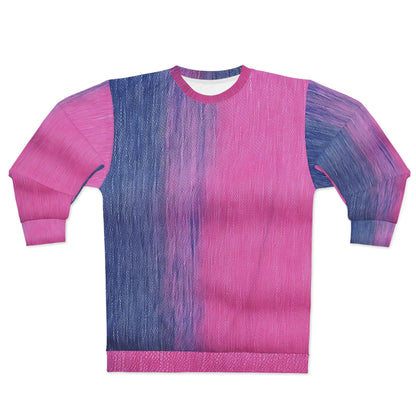 Dual Delight: Half-and-Half Pink & Blue Denim Daydream - Unisex Sweatshirt (AOP)