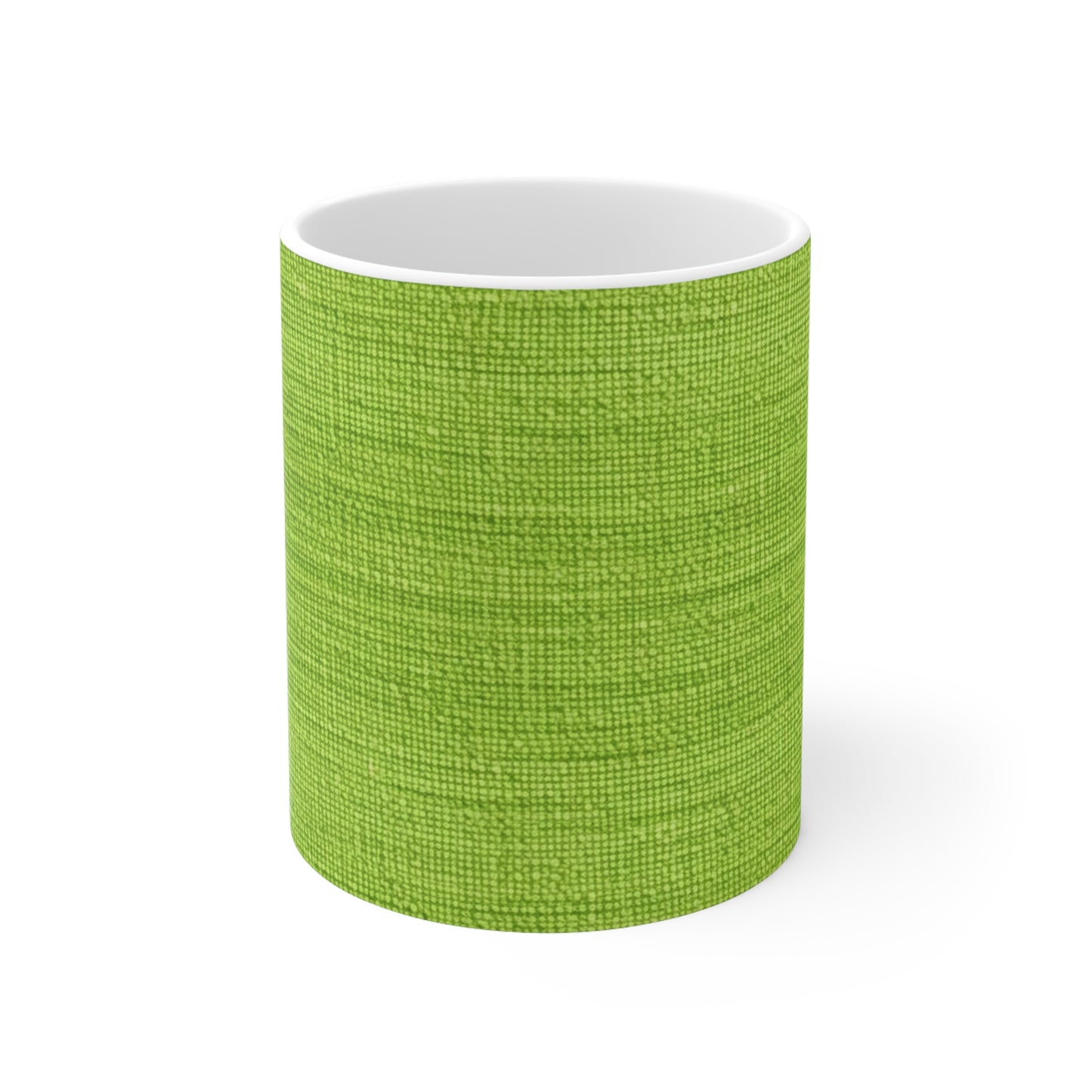 Lush Grass Neon Green: Denim-Inspired, Springtime Fabric Style - Ceramic Mug 11oz