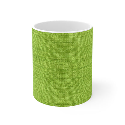 Lush Grass Neon Green: Denim-Inspired, Springtime Fabric Style - Ceramic Mug 11oz