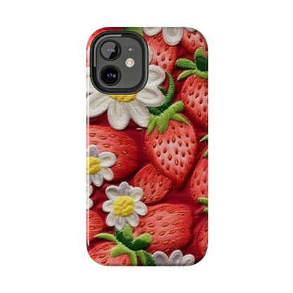 Strawberry Strawberries Embroidery Design - Fresh Pick Red Berry Sweet Fruit - Tough Phone Cases