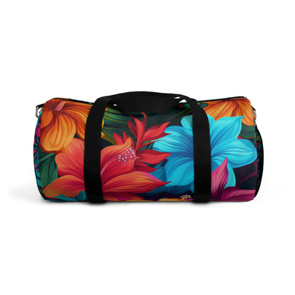 Vibrant Hawaiian-Inspired Tropical Floral Pattern Design Duffel Bag