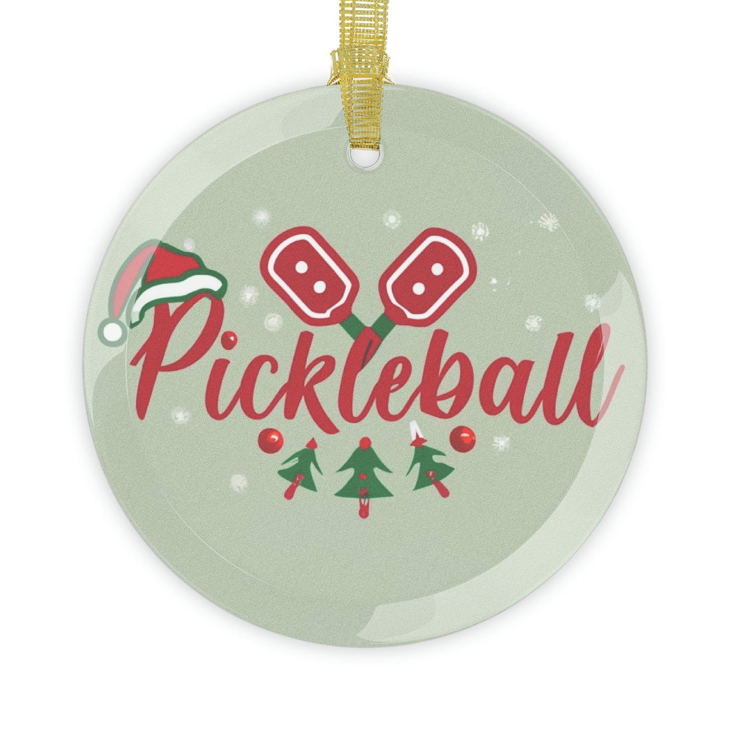 Navidad festiva de paleta de Pickleball - Paquetes de adornos de vidrio