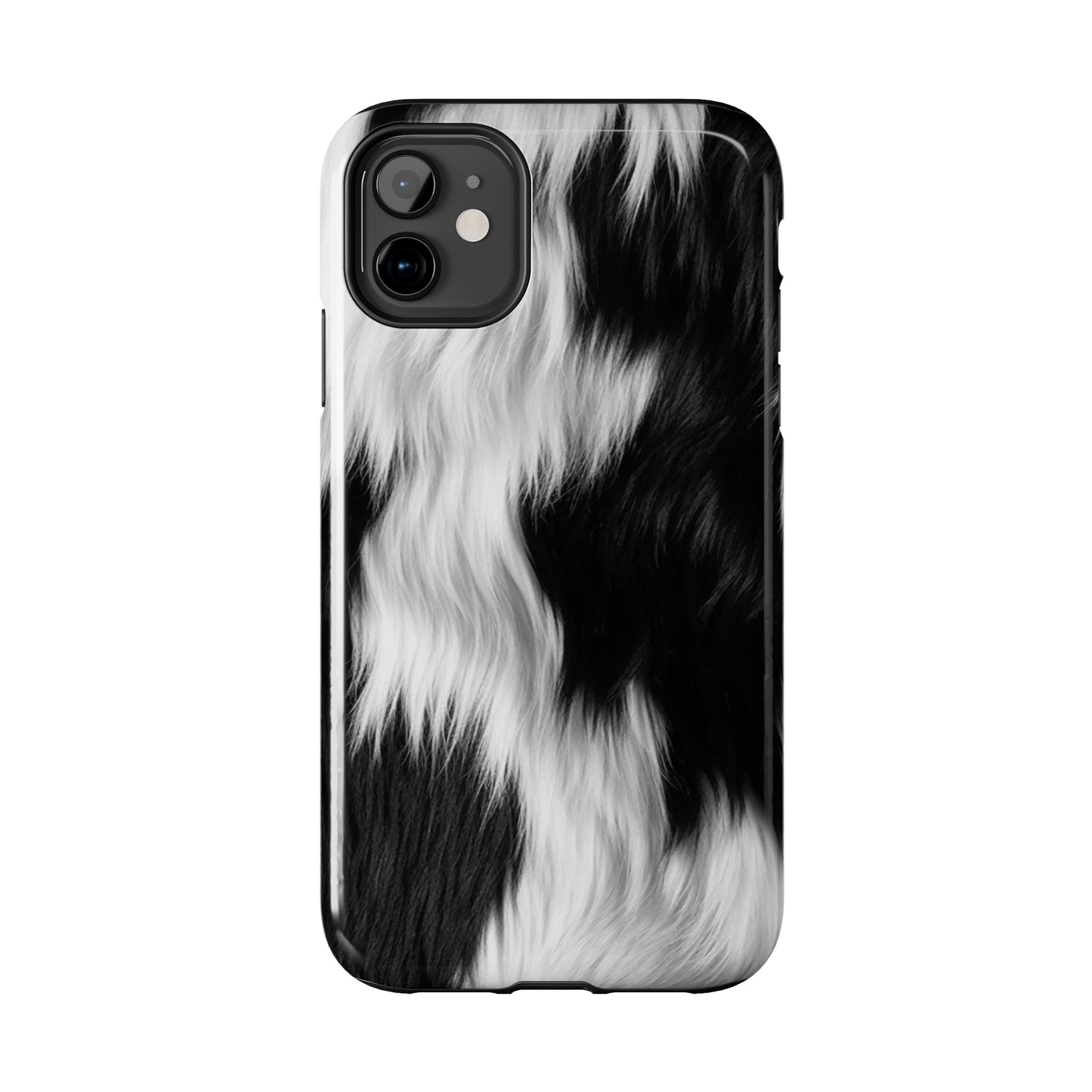 Cowhide on Hair Leather - Black and White - Designer Style - Tough Phone Cases