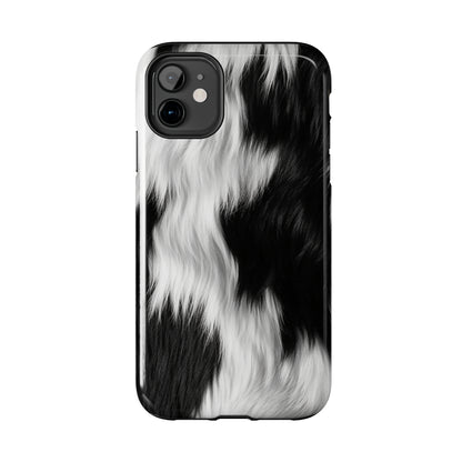 Cowhide on Hair Leather - Black and White - Designer Style - Tough Phone Cases