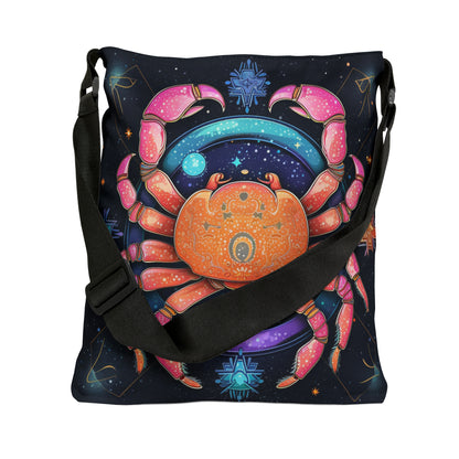 Rainbow Celestial Crab - Vibrant Cancer Zodiac Sign Art - Adjustable Tote Bag (AOP)