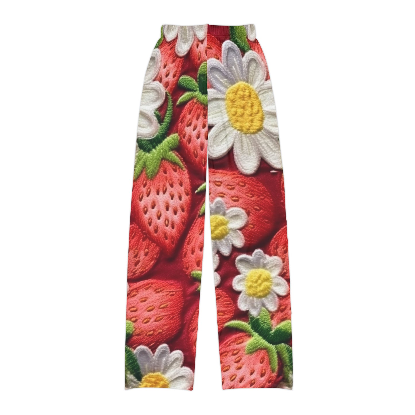 Strawberry Strawberries Embroidery Design - Fresh Pick Red Berry Sweet Fruit - Kids Pajama Pants (AOP)