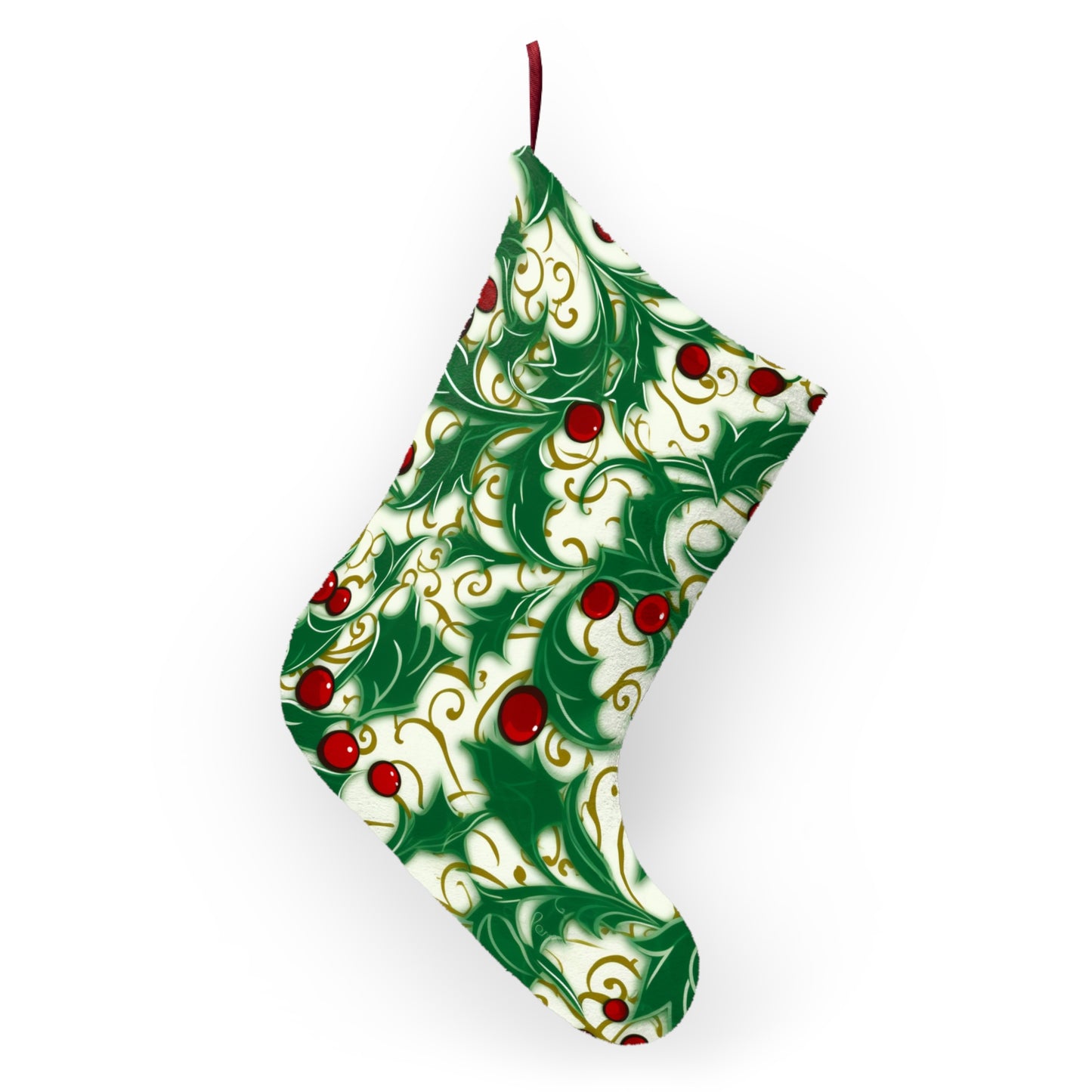 Holiday Elegance: Christmas Holly Swirls Design - Christmas Stockings