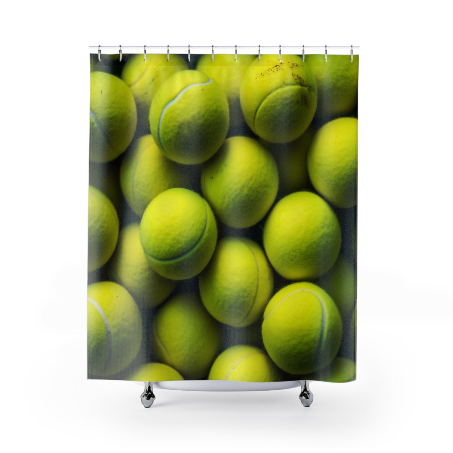 Tennis Ball Sport: Athlete Court Action, Rally & Serve - Shower Curtains